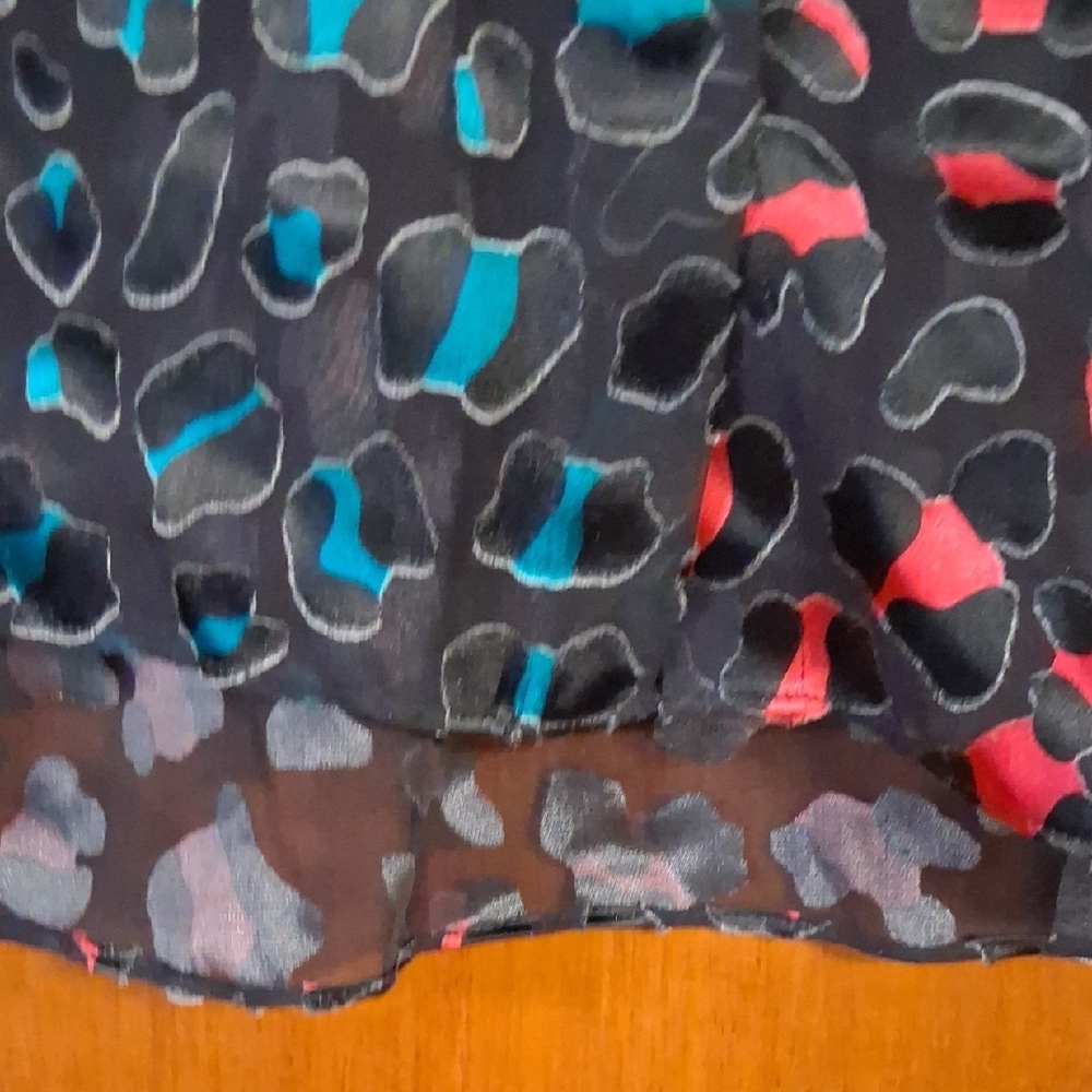 Alice + Olivia Sheer Black Blouse with Multicolor Print - Picture 10 of 11